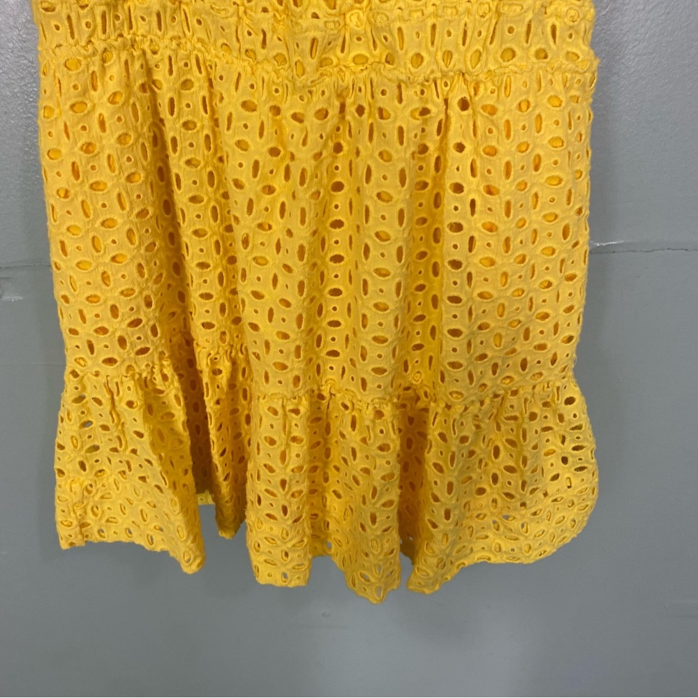 Anthropologie Maeve The Somerset Mini Eyelet Dress‎ Yellow Size Medium Petite - Picture 5 of 8